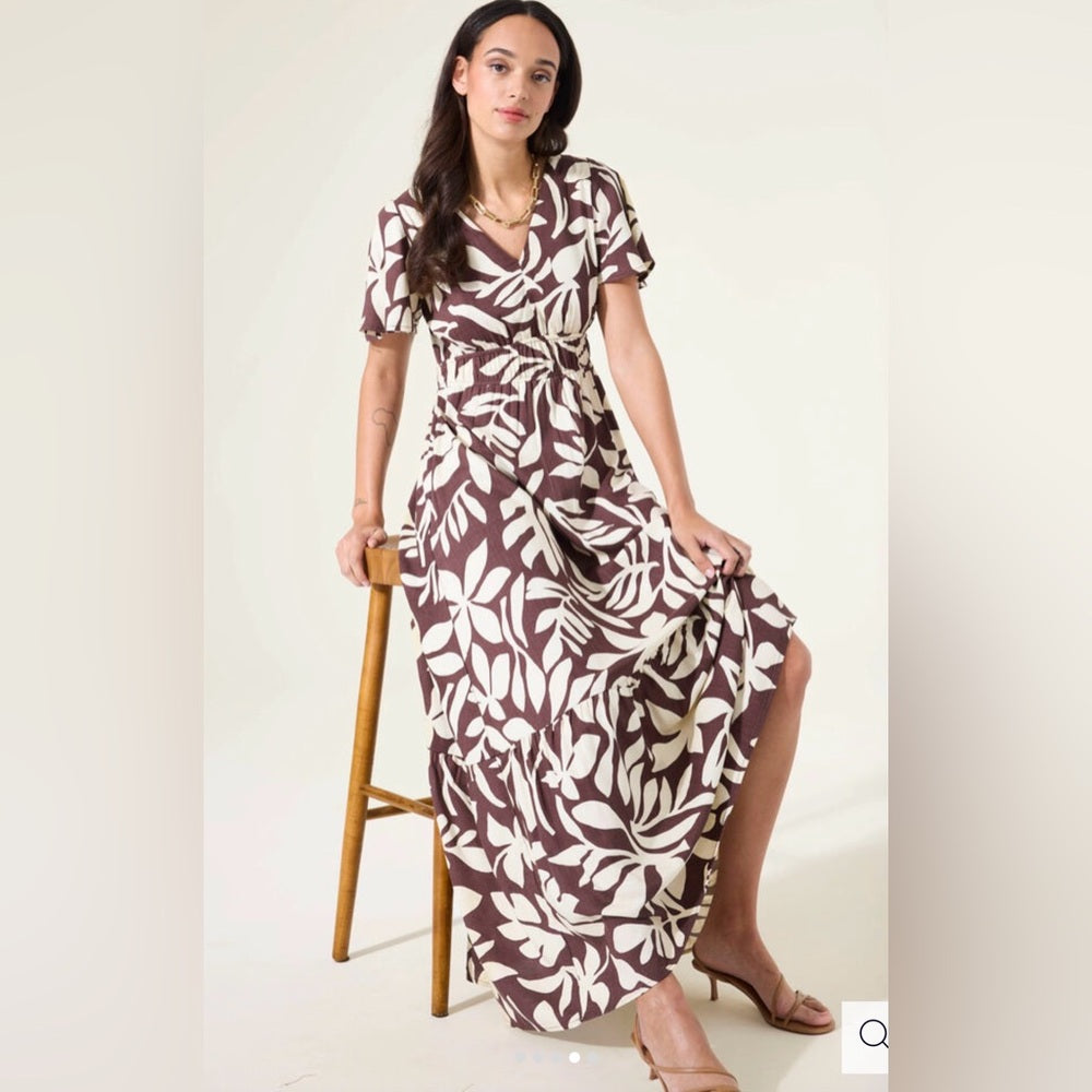 GARCIA-  Brown and Cream Floral Dress