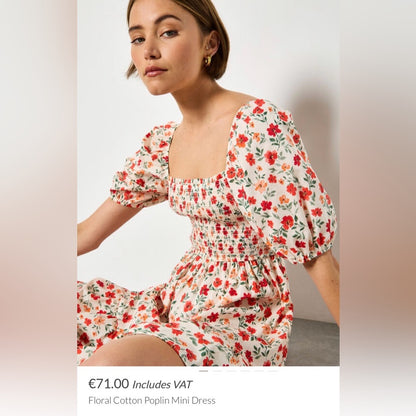 APRICOT 🍑- Floral Puff Sleeve Dress