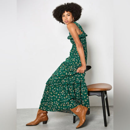 APRICOT 🍑-  Floral Green Maxi Dress