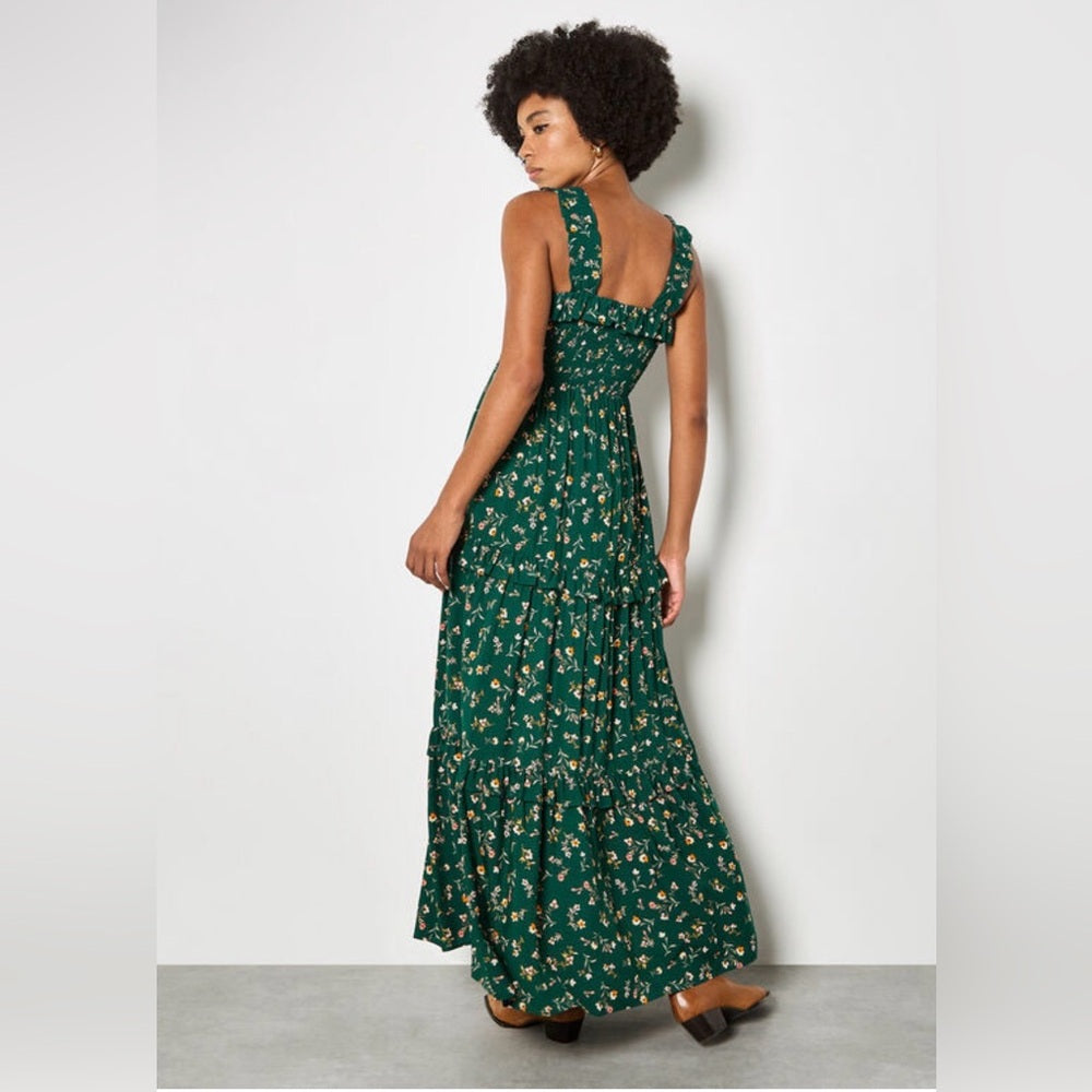 APRICOT 🍑-  Floral Green Maxi Dress