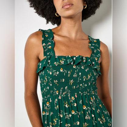 APRICOT 🍑-  Floral Green Maxi Dress