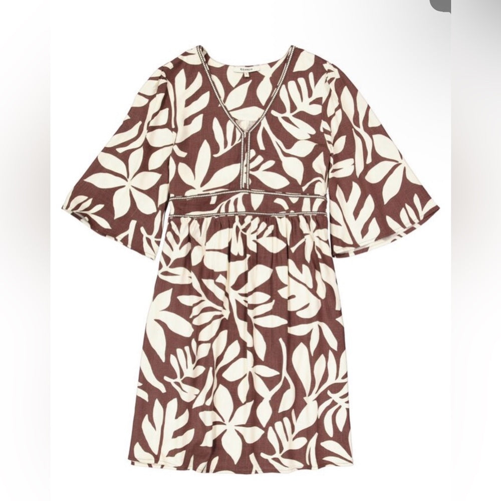 GARCIA - Brown and Cream Leaf Print Dress