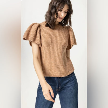 Lilla 🌷- Butterfly Sleeve Knit Top — Camel