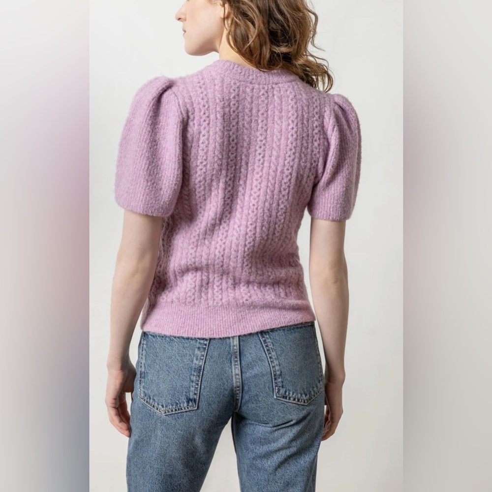 Lilla P 🌷 - Lilac Short-Sleeve Cable Knit Sweater