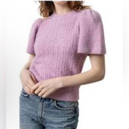 Lilla P 🌷 - Lilac Short-Sleeve Cable Knit Sweater