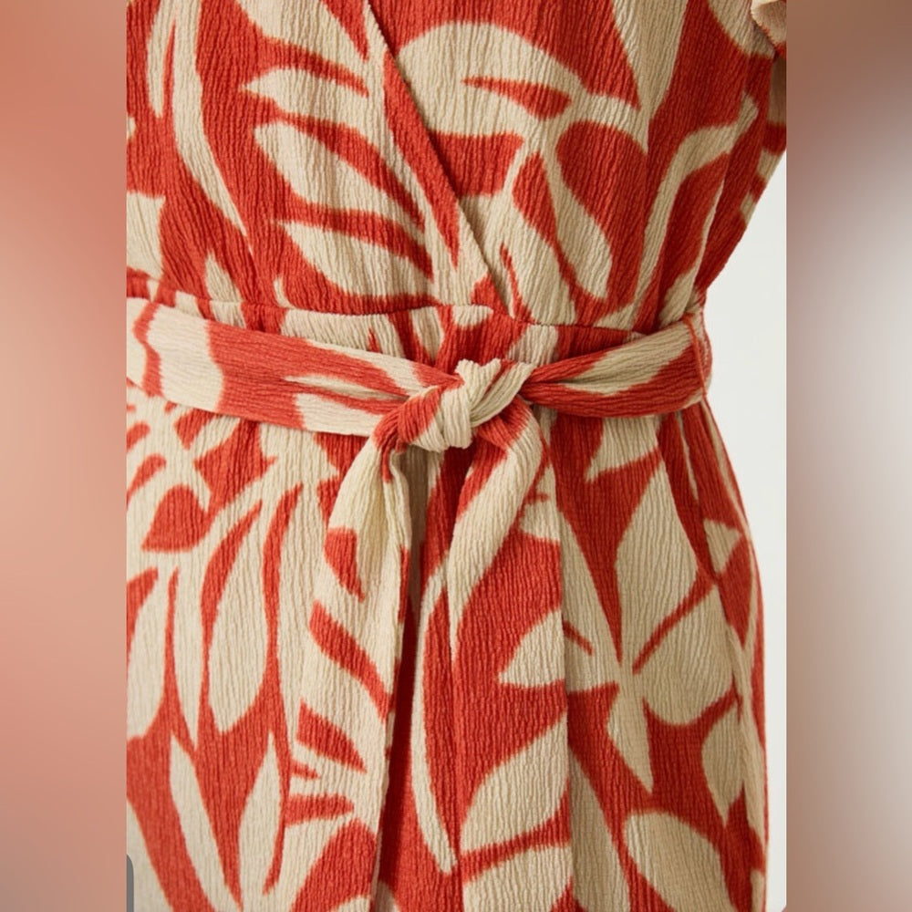 GARCIA - orange and Cream Leaf Print dress
