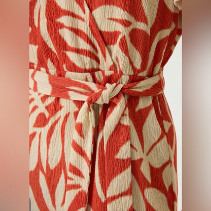 GARCIA - orange and Cream Leaf Print dress