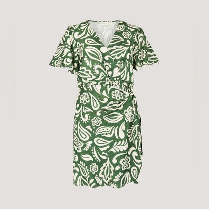 Floral Paisley Wrap Mini Dress
