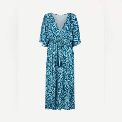APRICOT Teal Zebra-Print Maxi Dress