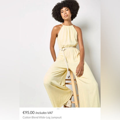 APRICOT 🍑- Women’s Halter Neck Wide-Leg Jumpsuit — Cream
