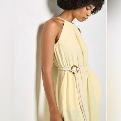 APRICOT 🍑- Women’s Halter Neck Wide-Leg Jumpsuit — Cream
