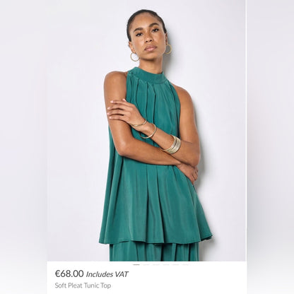 APRICOT 🍑 - Sleeveless Teal Pleated Swing Top