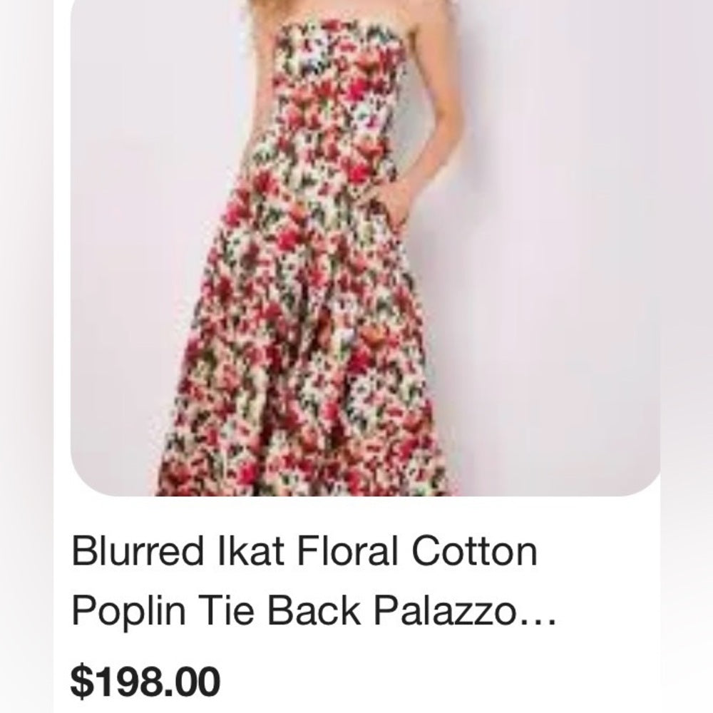 APRICOT 🍑- Strapless Tie-Back Floral Jumpsuit - White/Red/Green