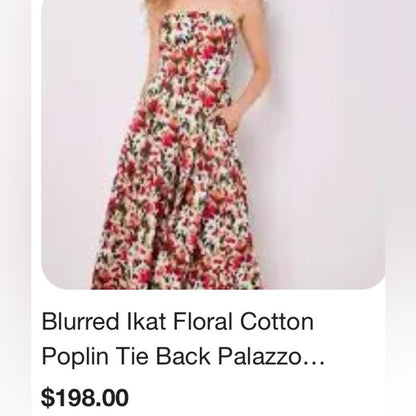 APRICOT 🍑- Strapless Tie-Back Floral Jumpsuit - White/Red/Green