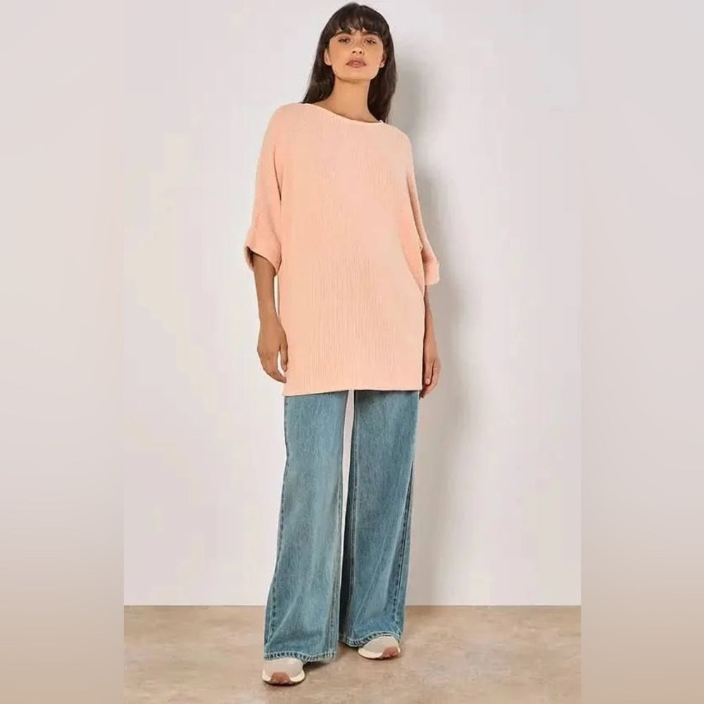 APRICOT 🍑 - Peach Boatneck Knit Top