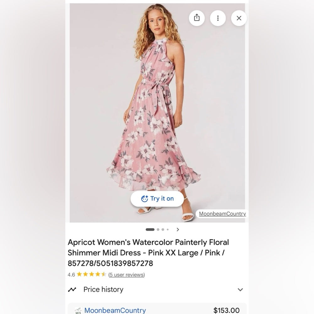 APRICOT Pink Floral Maxi Dress with Halter Neck