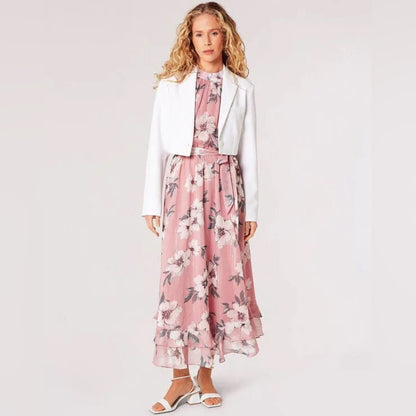 APRICOT Pink Floral Maxi Dress with Halter Neck