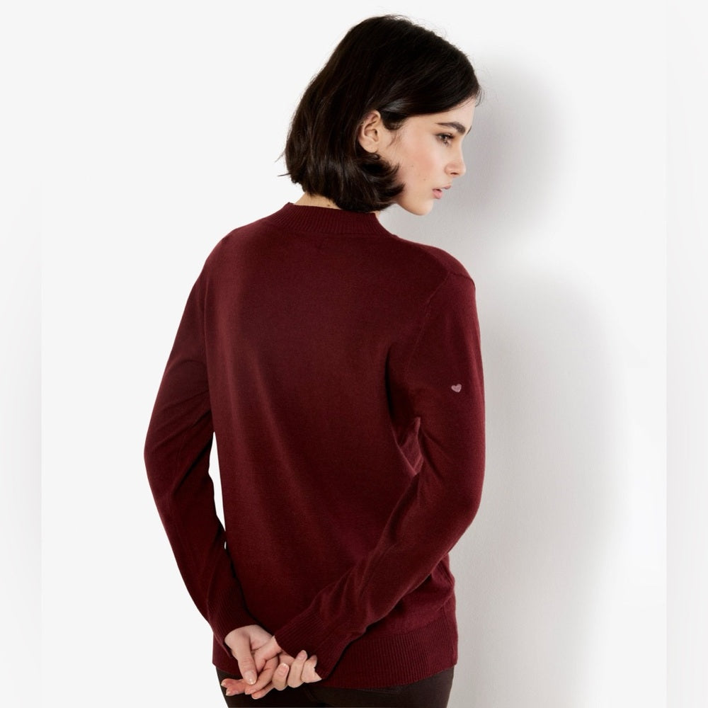 APRICOT 🍑- Women’s Burgundy Heart-Print Sweater