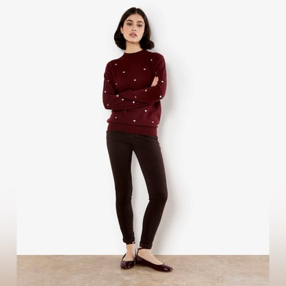APRICOT 🍑- Women’s Burgundy Heart-Print Sweater