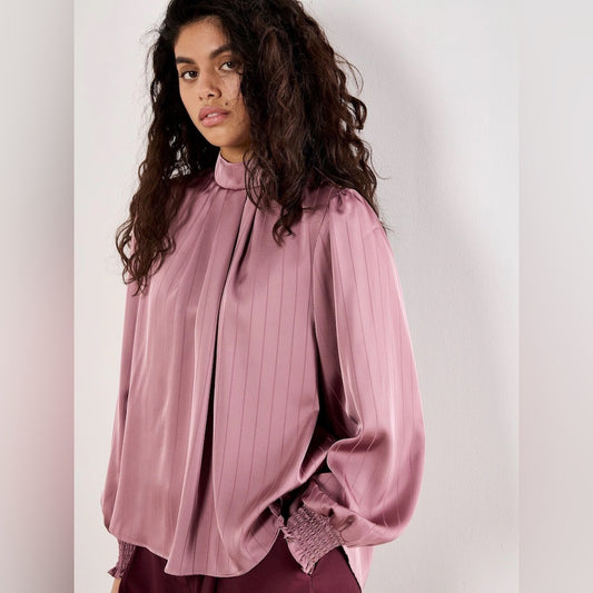 APRICOT 🍑- Satin Self-Stripe Tie Back Top