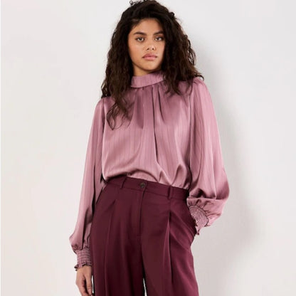 APRICOT 🍑- Satin Self-Stripe Tie Back Top