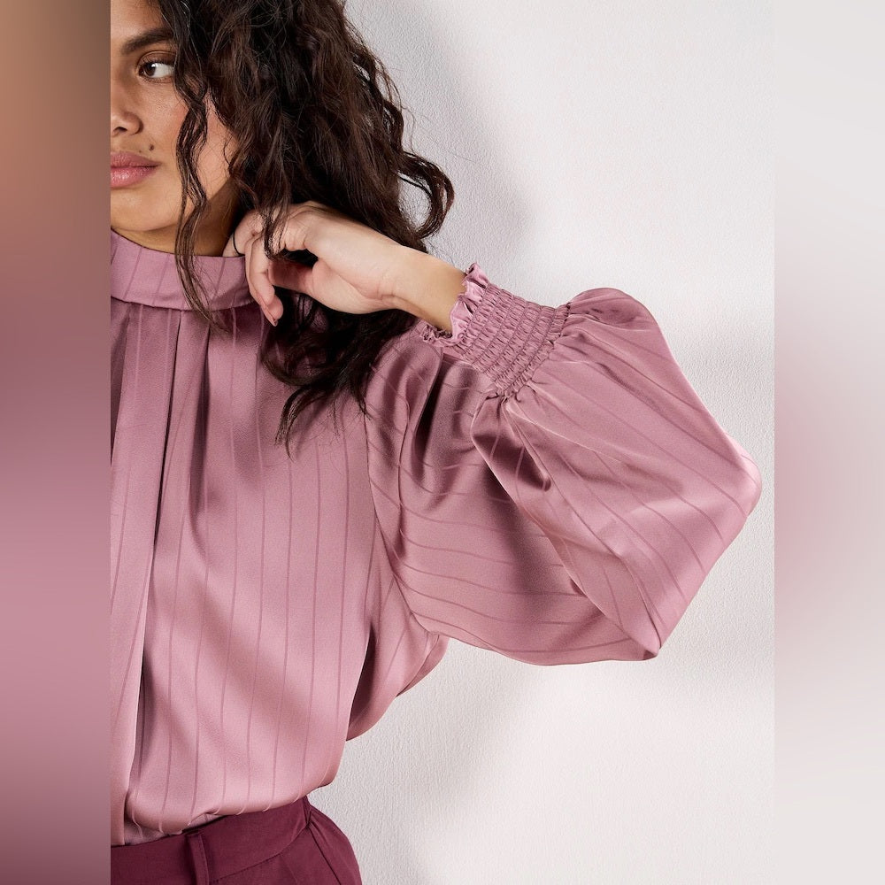 APRICOT 🍑- Satin Self-Stripe Tie Back Top