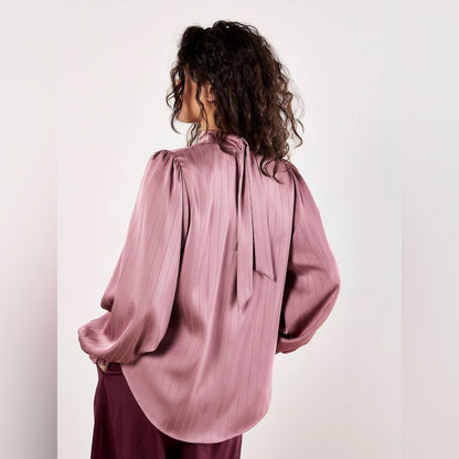 APRICOT 🍑- Satin Self-Stripe Tie Back Top