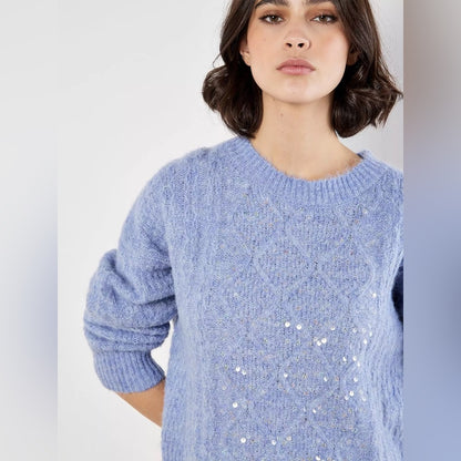 APRICOT 🍑 Lavender Sequin Crewneck Sweater