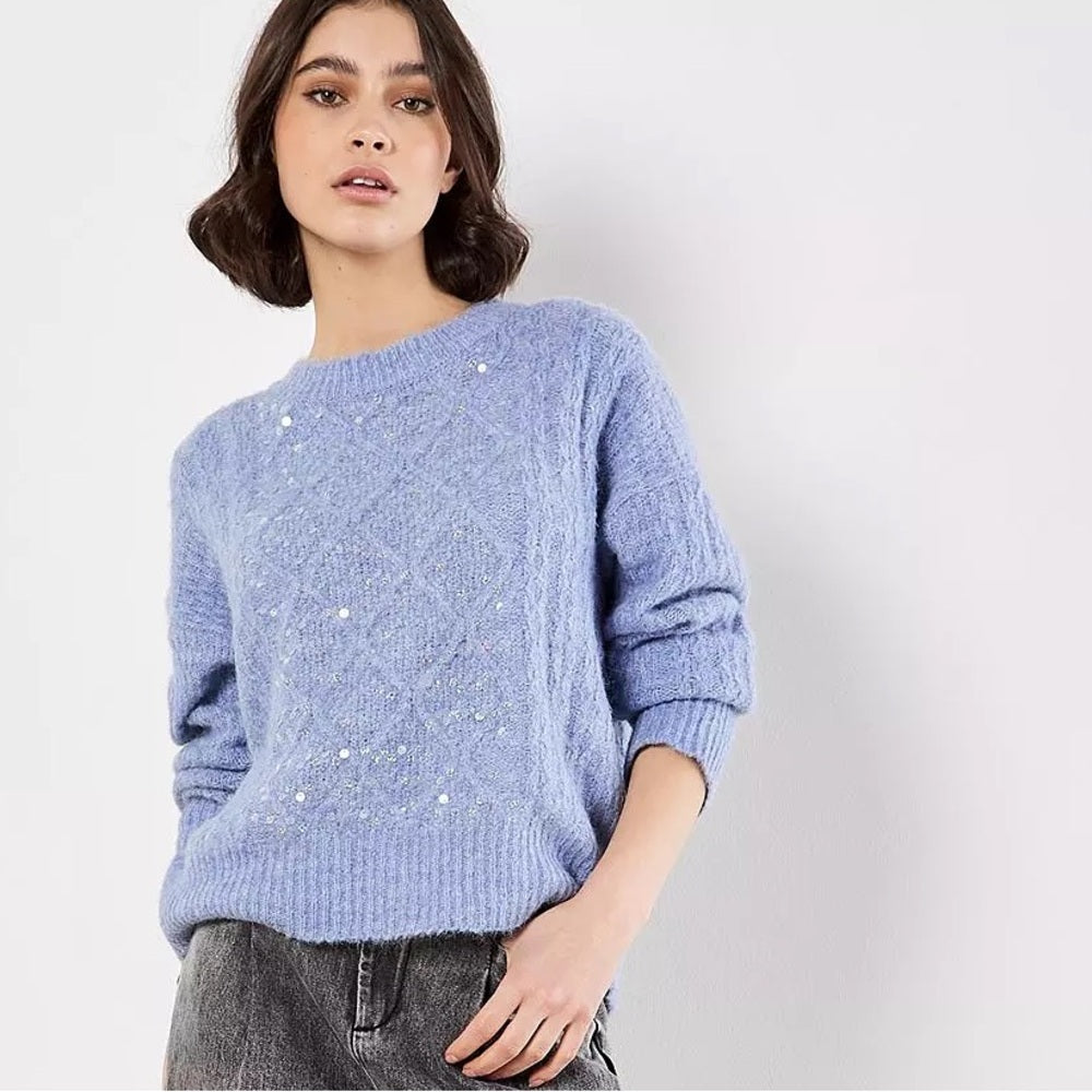 APRICOT 🍑 Lavender Sequin Crewneck Sweater