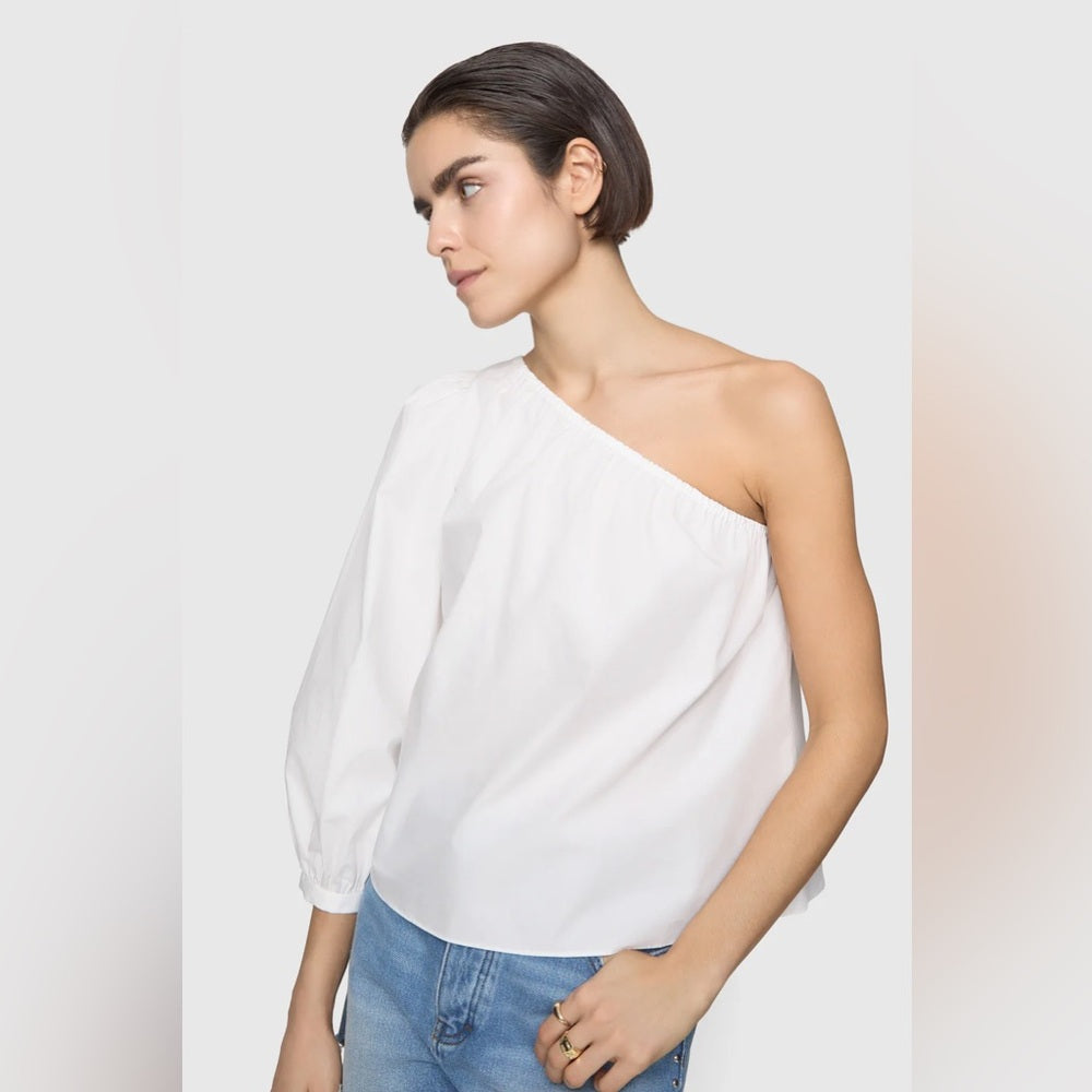REBECCA MINKOFF - One-Shoulder White poplin Blouse - Women
