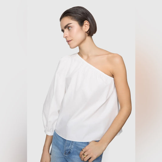 REBECCA MINKOFF - One-Shoulder White poplin Blouse - Women