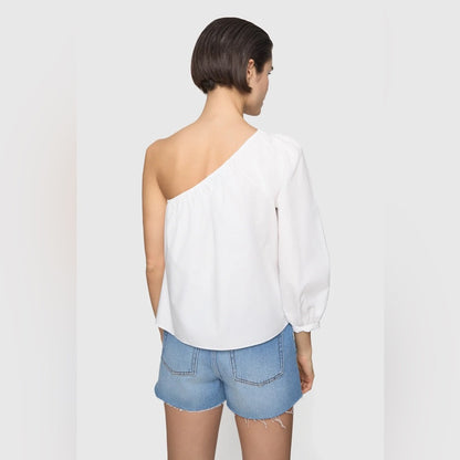 REBECCA MINKOFF - One-Shoulder White poplin Blouse - Women