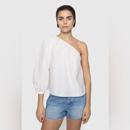 REBECCA MINKOFF - One-Shoulder White poplin Blouse - Women