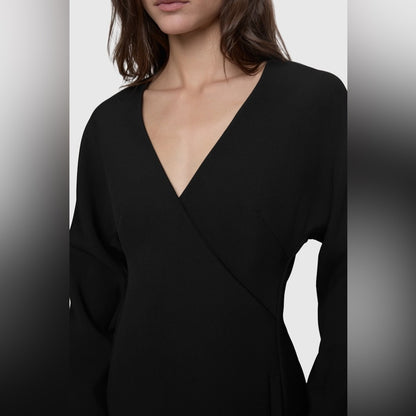 REBECCA MINKOFF-  Black V-Neck Mini Dress