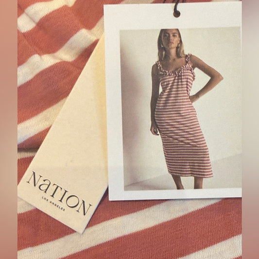 NATION LTD - Los Angeles Red & White Striped Midi Dress