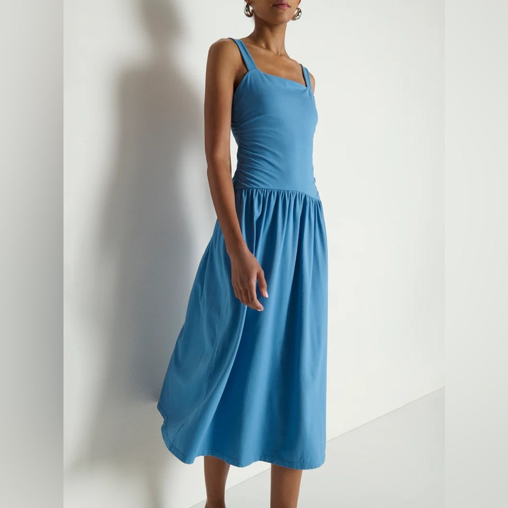 Nation LTD Blue Square-Neck Midi Dress