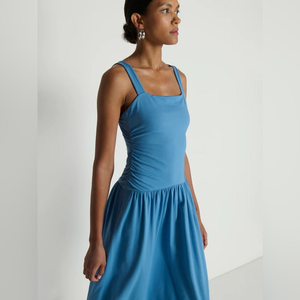 Nation LTD Blue Square-Neck Midi Dress