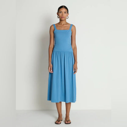 Nation LTD Blue Square-Neck Midi Dress