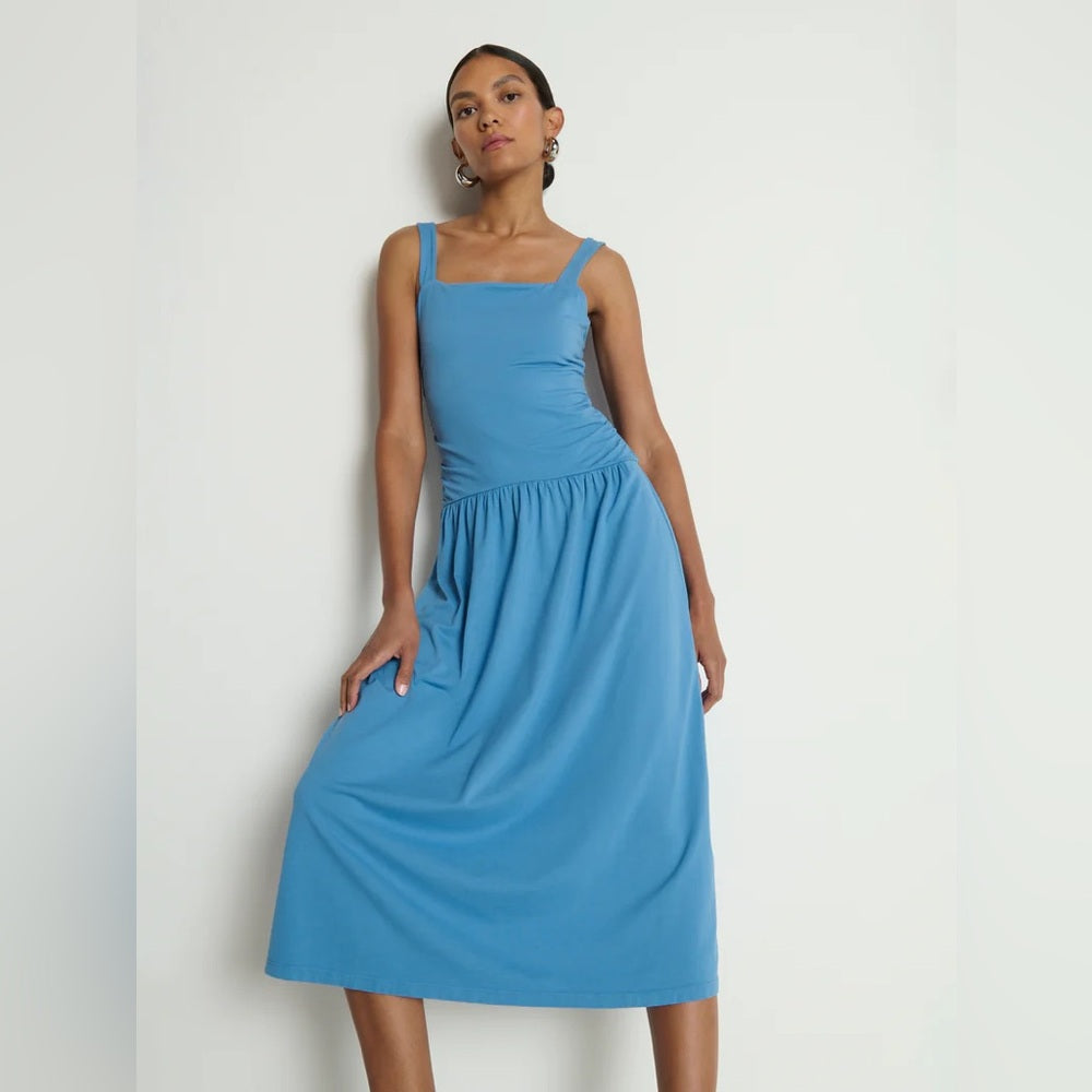 Nation LTD Blue Square-Neck Midi Dress