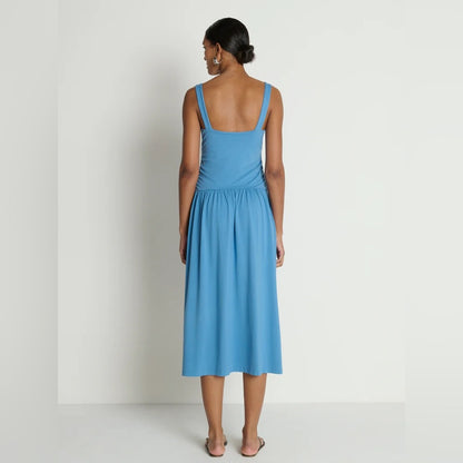 Nation LTD Blue Square-Neck Midi Dress