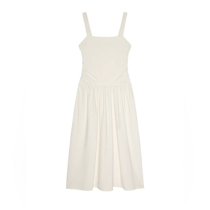 NATION LTD. -  White Midi Sundress - Elegant Gathered Bodice