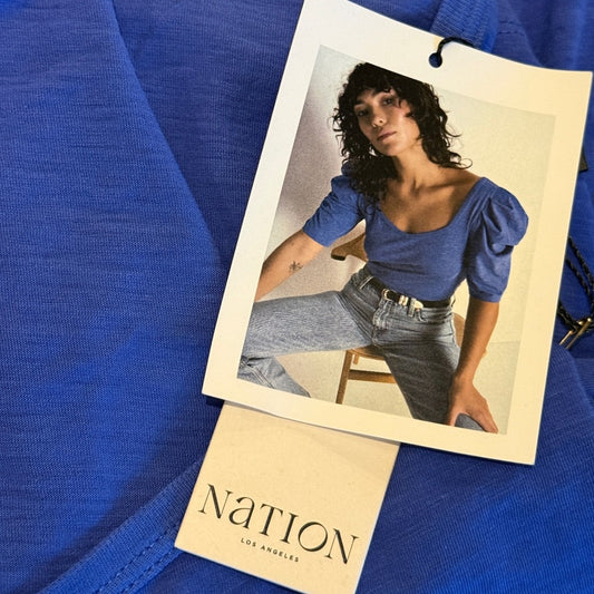 Nation LTD Royal Blue Puff-Sleeve Scoop Neck Top