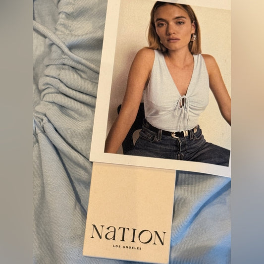 Nation LTD - Los Angeles Light Blue Ruched Front Tank Top