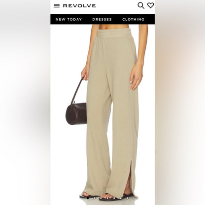 Nation LTD- Wide-Leg Split Hem Pull-On Pants in Light Beige