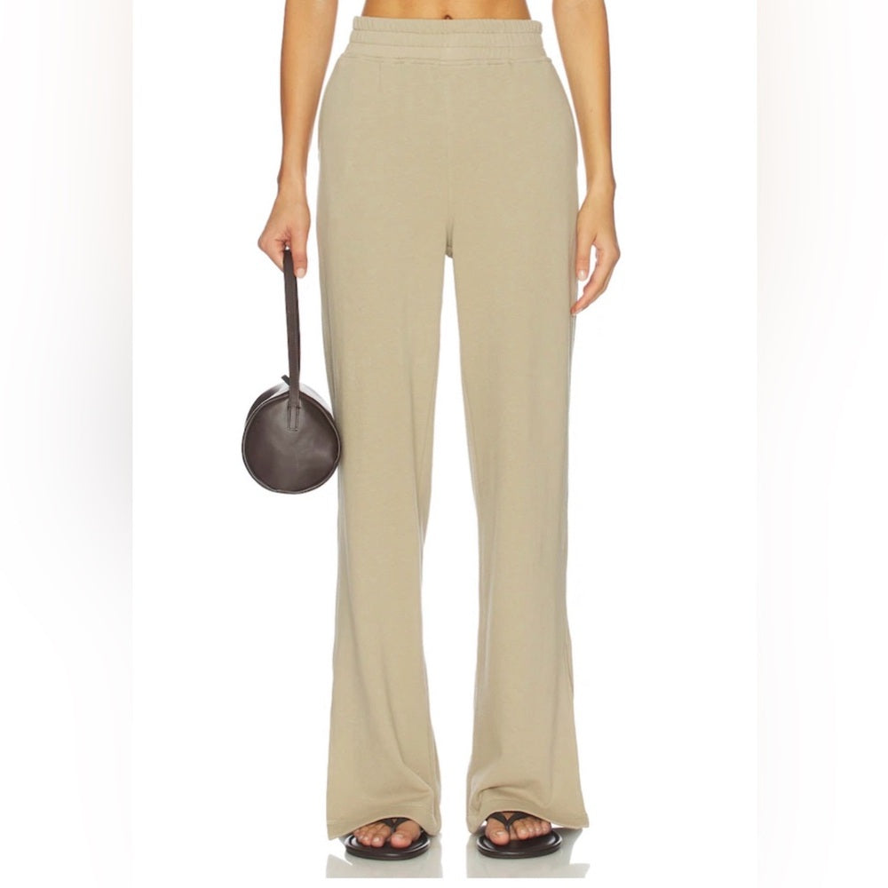 Nation LTD- Wide-Leg Split Hem Pull-On Pants in Light Beige