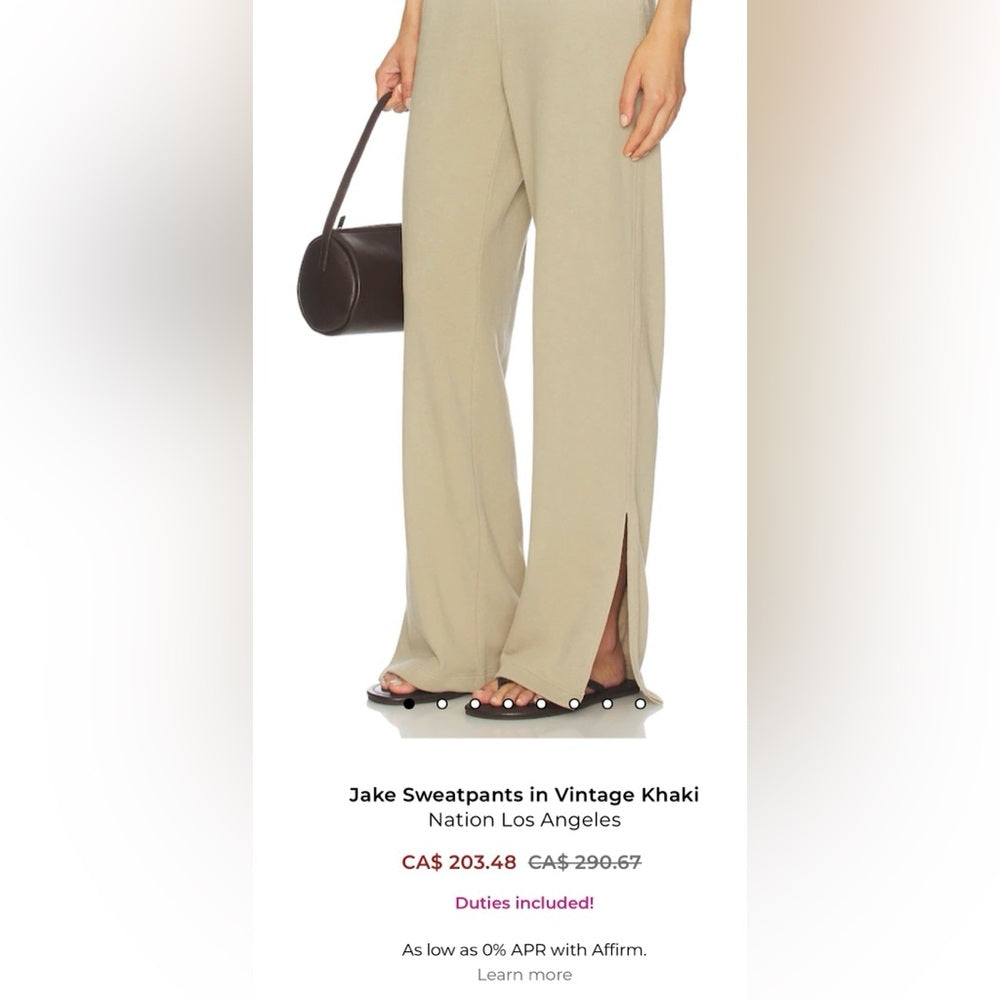 Nation LTD- Wide-Leg Split Hem Pull-On Pants in Light Beige