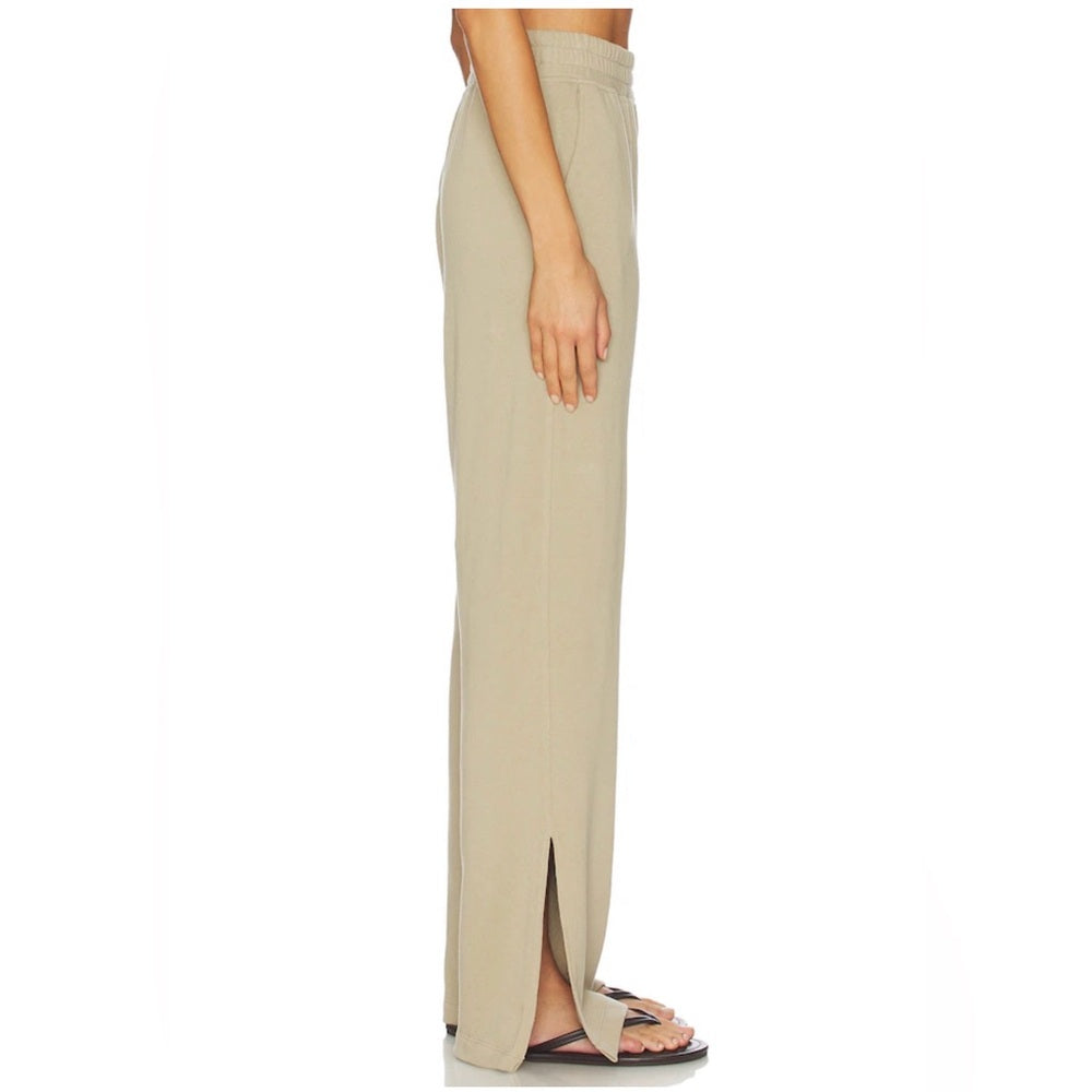 Nation LTD- Wide-Leg Split Hem Pull-On Pants in Light Beige