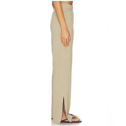 Nation LTD- Wide-Leg Split Hem Pull-On Pants in Light Beige