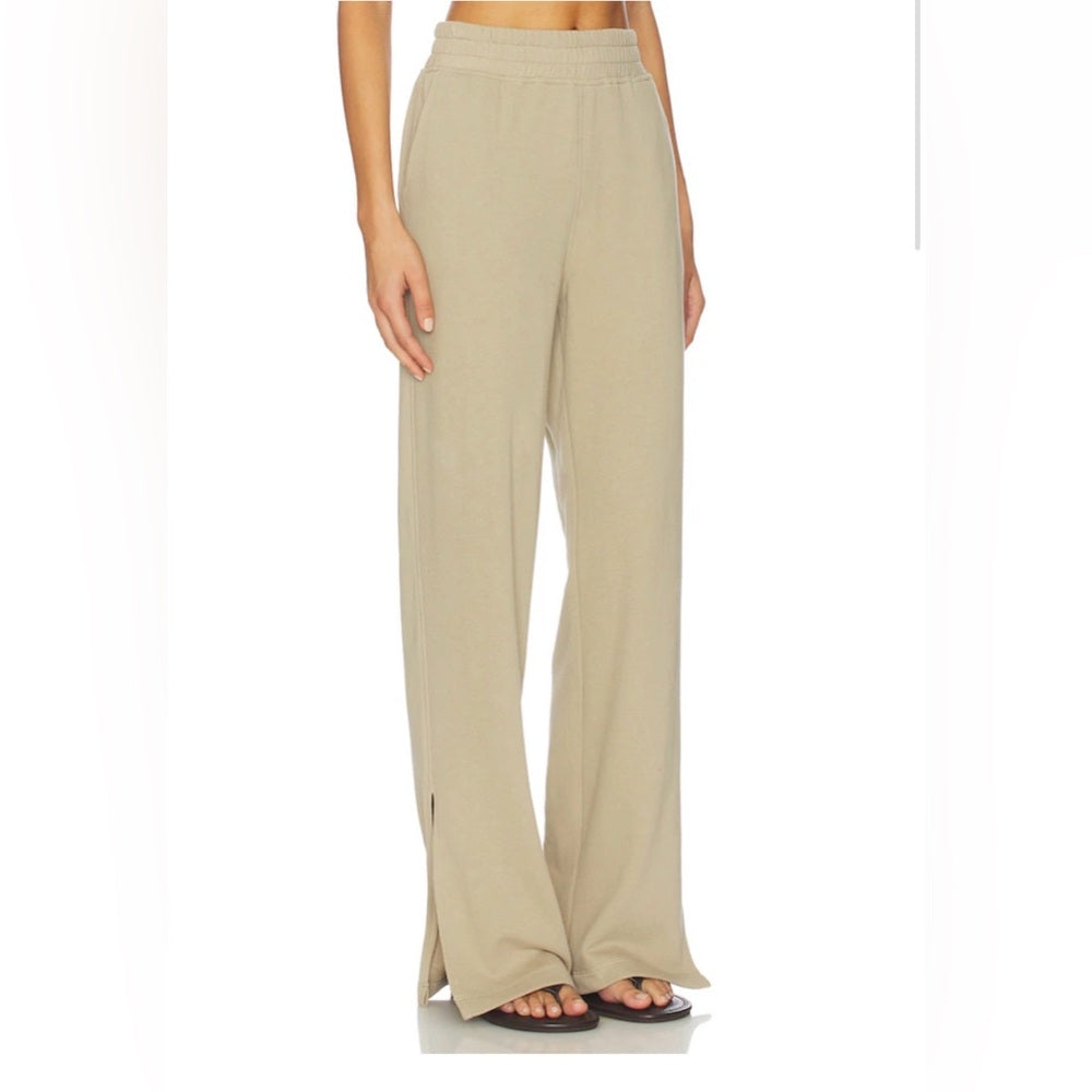 Nation LTD- Wide-Leg Split Hem Pull-On Pants in Light Beige