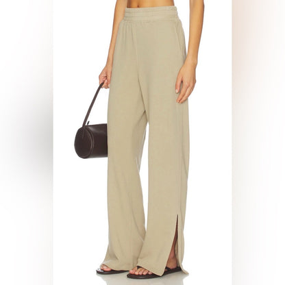 Nation LTD- Wide-Leg Split Hem Pull-On Pants in Light Beige